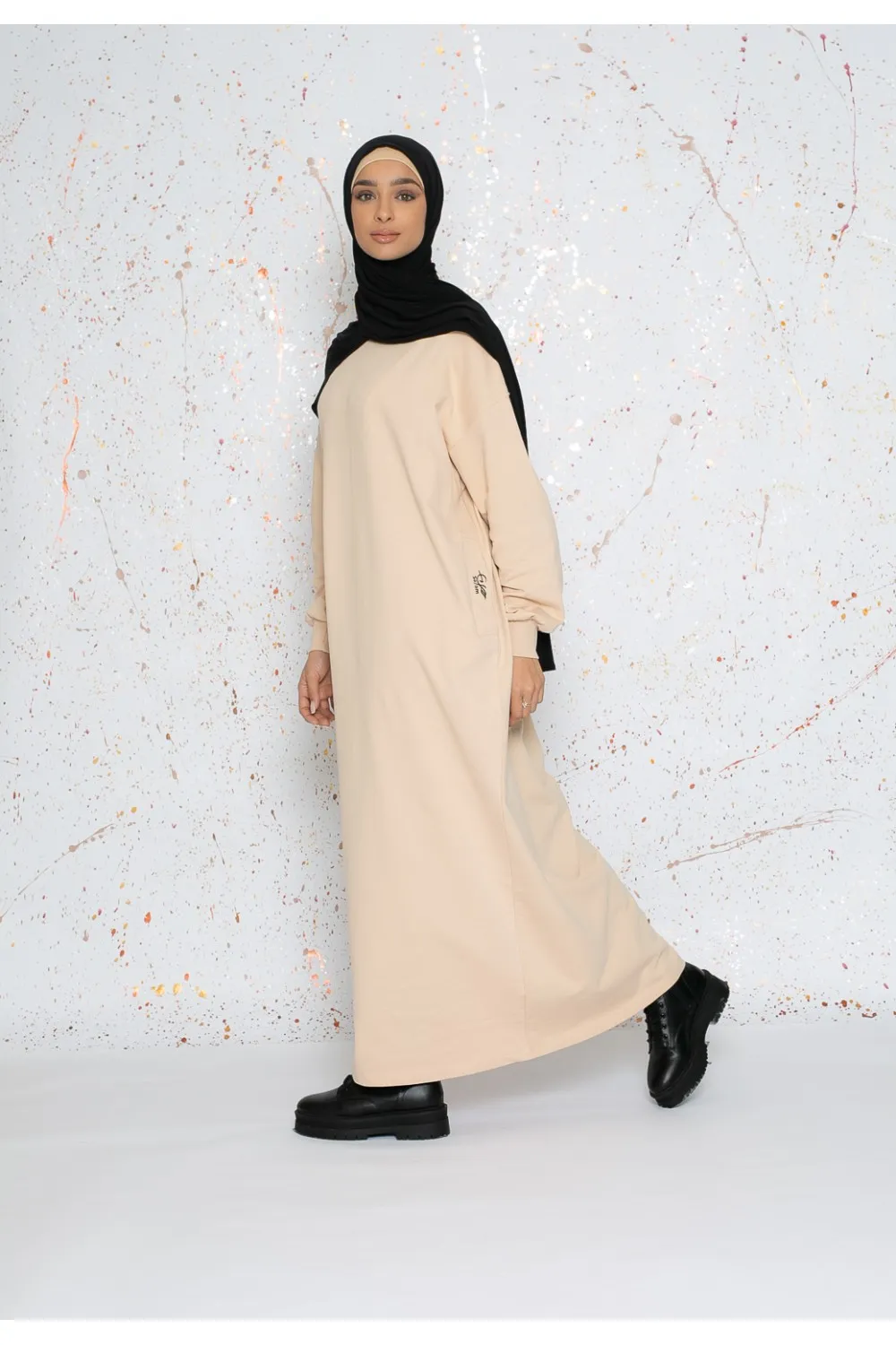 Vestido sudadera oversize beige