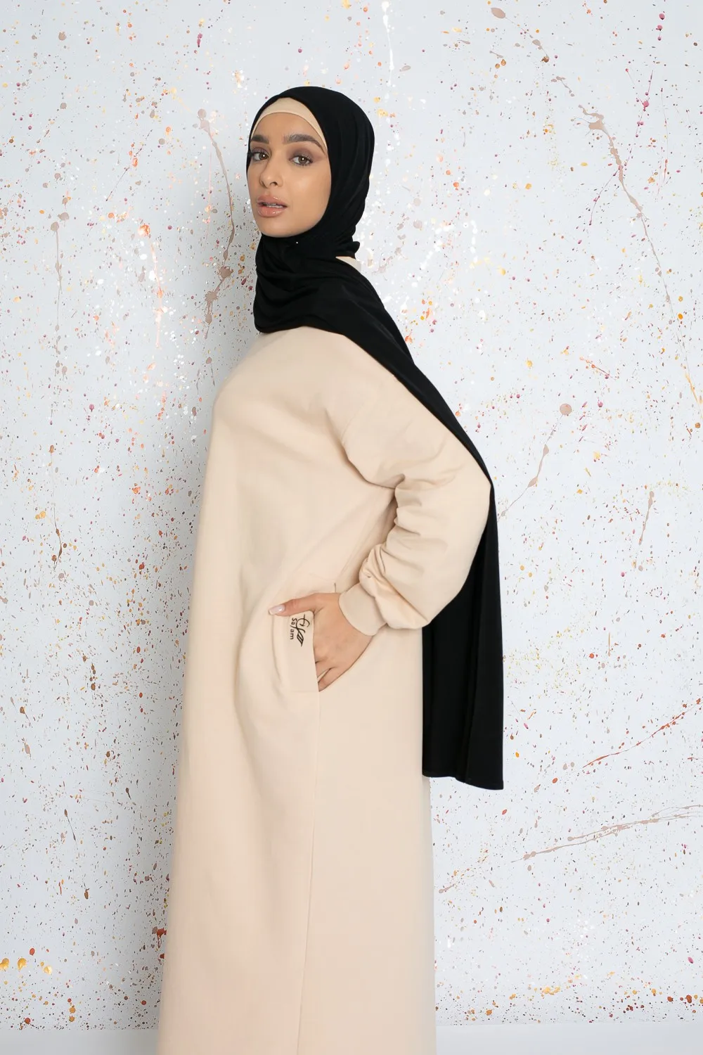 Vestido sudadera oversize beige