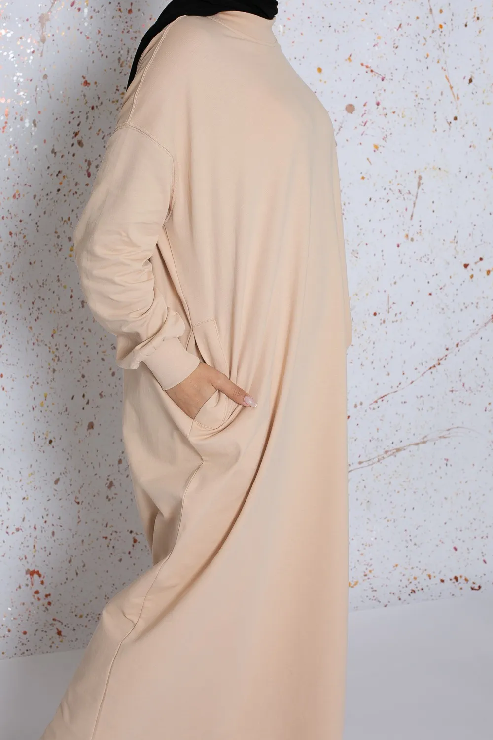 Vestido sudadera oversize beige