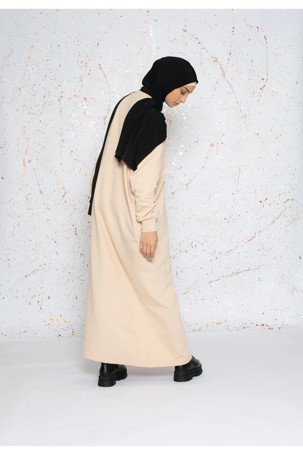 Vestido sudadera oversize beige