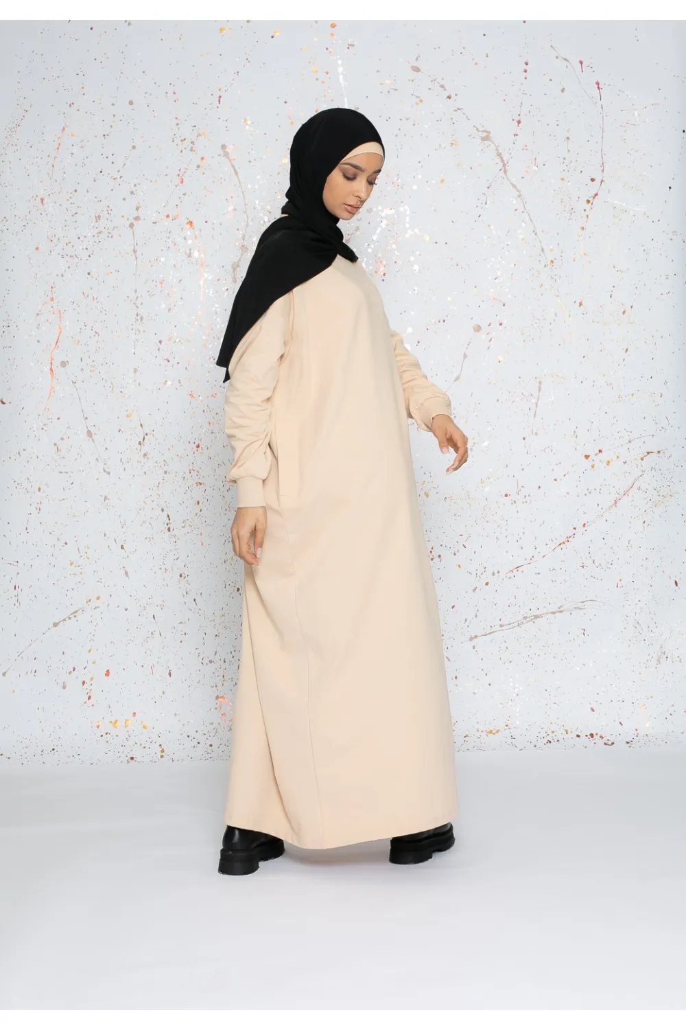 Vestido sudadera oversize beige