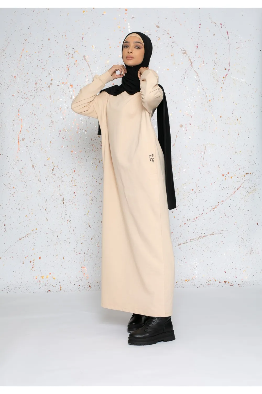 Vestido sudadera oversize beige