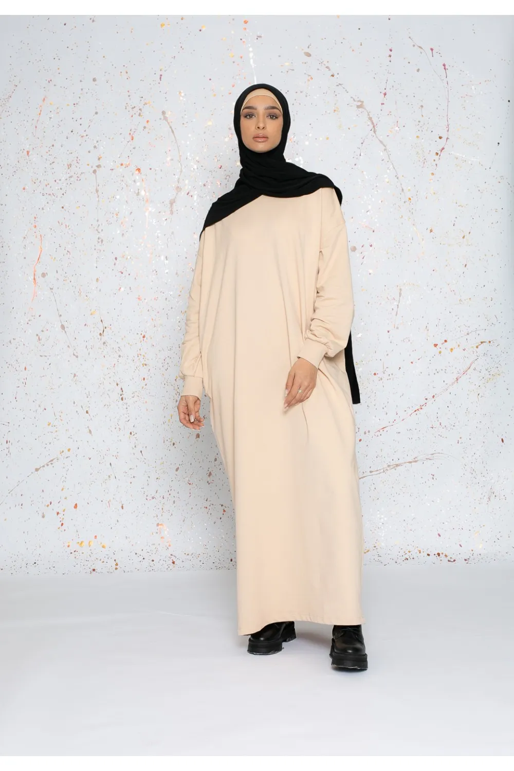 Vestido sudadera oversize beige