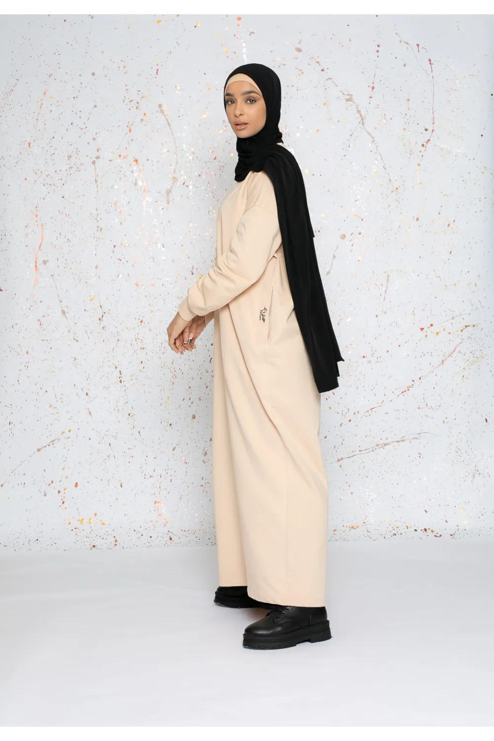 Vestido sudadera oversize beige