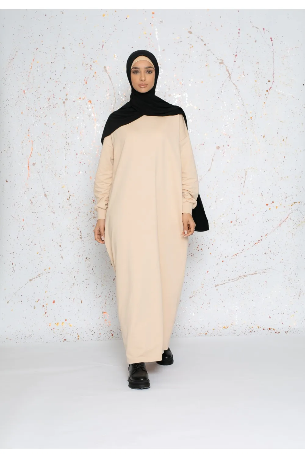 Vestido sudadera oversize beige