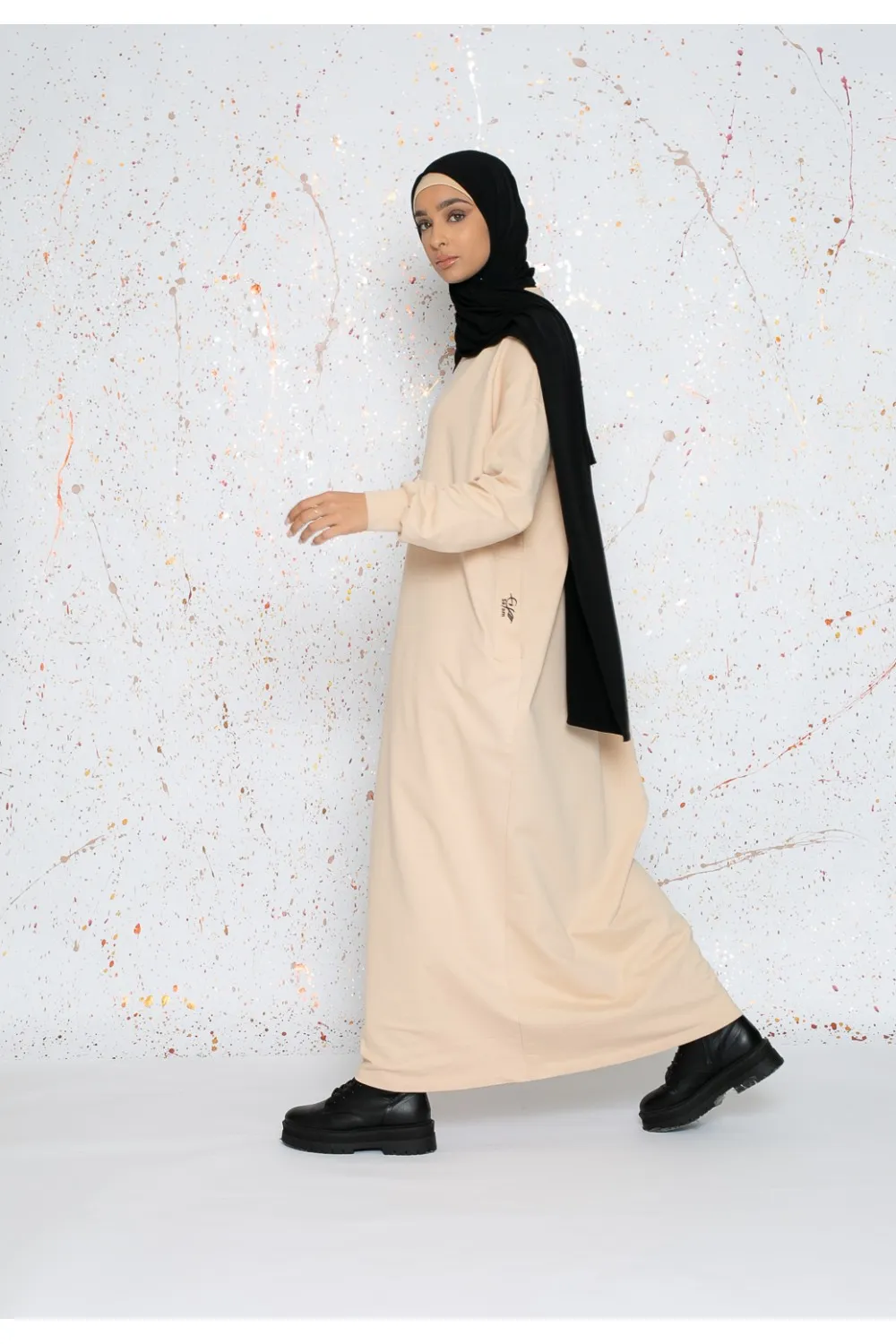 Vestido sudadera oversize beige