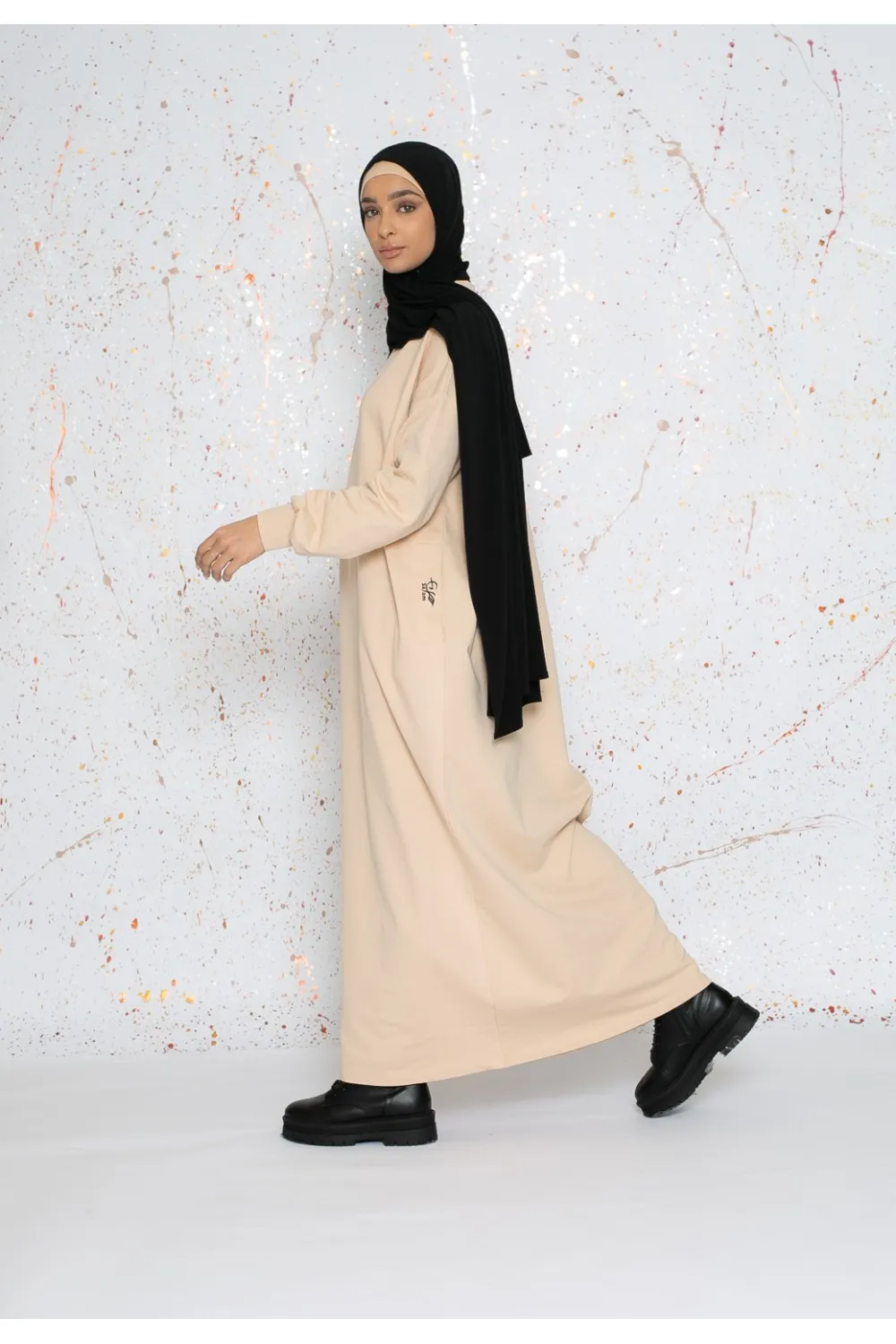 Vestido sudadera oversize beige