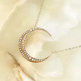 Victorian Pearl Crescent Moon Necklace