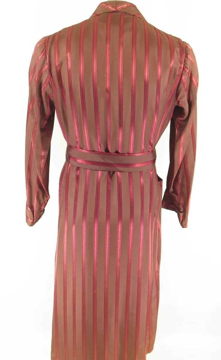 Vintage 30s Burgundy Striped Robe Lounge Smoking 42 Gimbel Brothers Acetate