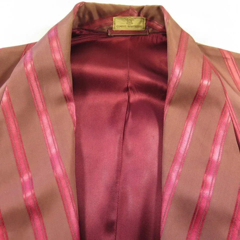 Vintage 30s Burgundy Striped Robe Lounge Smoking 42 Gimbel Brothers Acetate