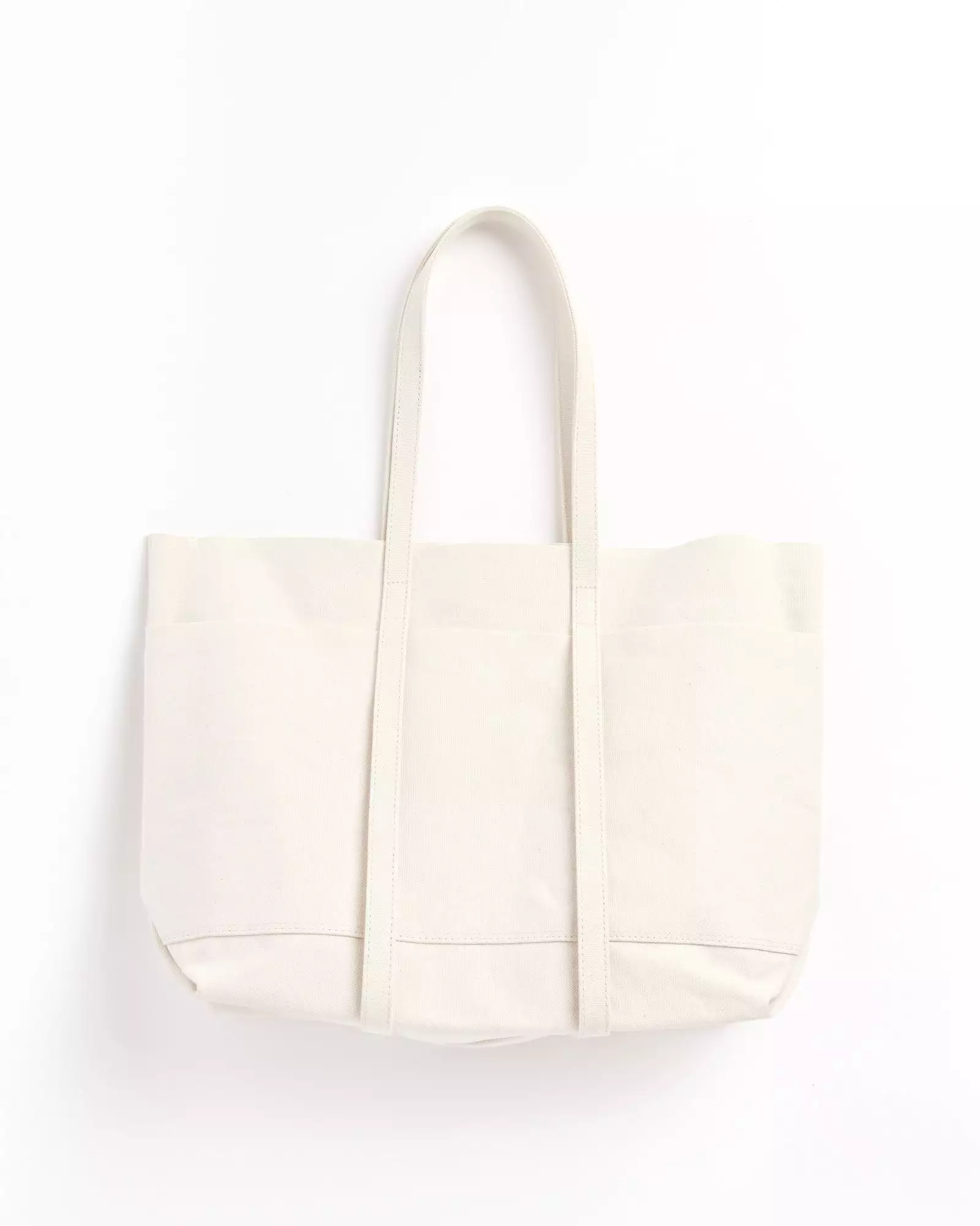 Washed Canvas 6 Pockets Tote in White