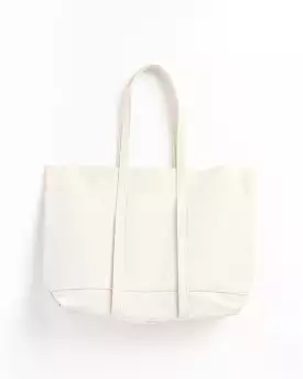 Washed Canvas 6 Pockets Tote in White