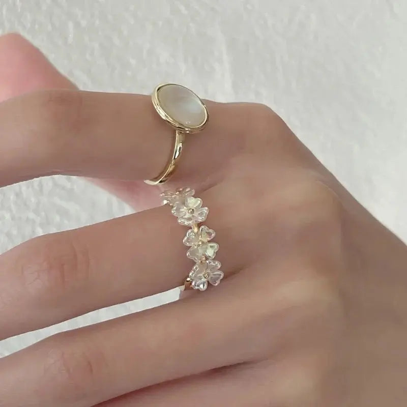 White Botanical Rings