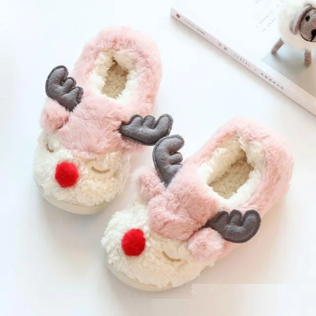 Winter Warm Unisex Christmas Cartoon Cotton Non-slip Indoor House Slippers