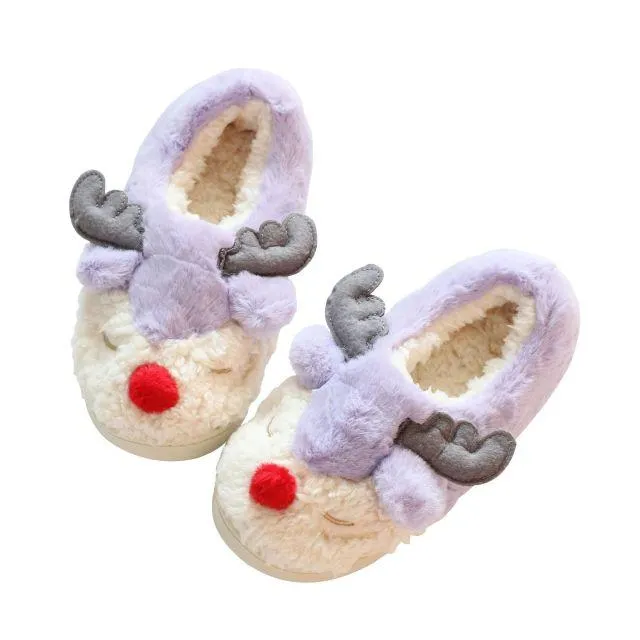 Winter Warm Unisex Christmas Cartoon Cotton Non-slip Indoor House Slippers