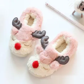 Winter Warm Unisex Christmas Cartoon Cotton Non-slip Indoor House Slippers