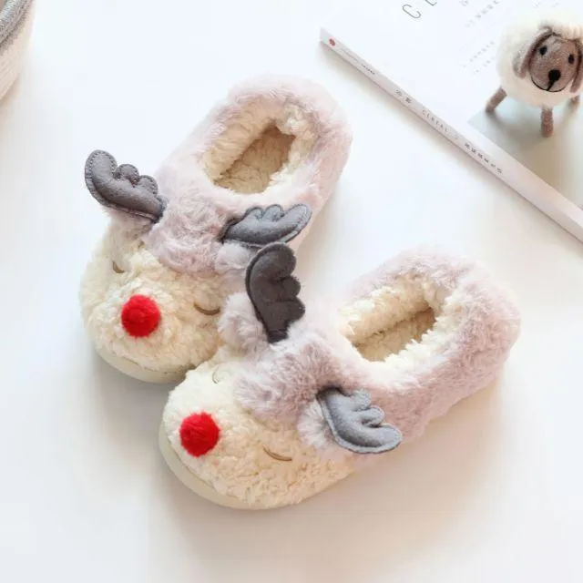 Winter Warm Unisex Christmas Cartoon Cotton Non-slip Indoor House Slippers