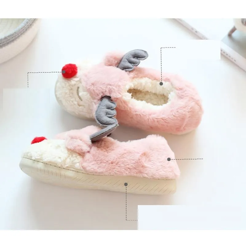 Winter Warm Unisex Christmas Cartoon Cotton Non-slip Indoor House Slippers