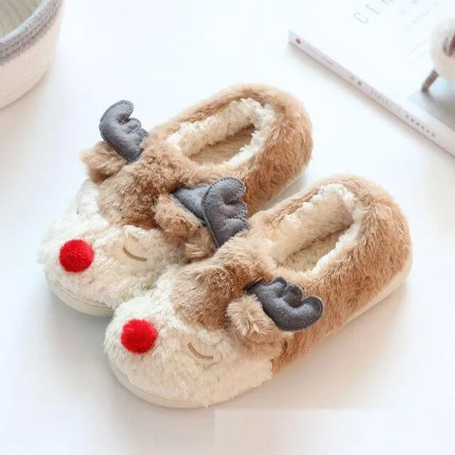 Winter Warm Unisex Christmas Cartoon Cotton Non-slip Indoor House Slippers