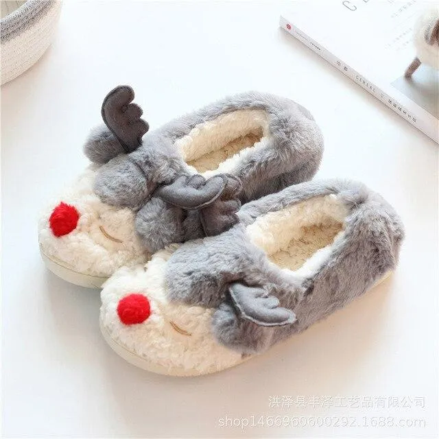 Winter Warm Unisex Christmas Cartoon Cotton Non-slip Indoor House Slippers