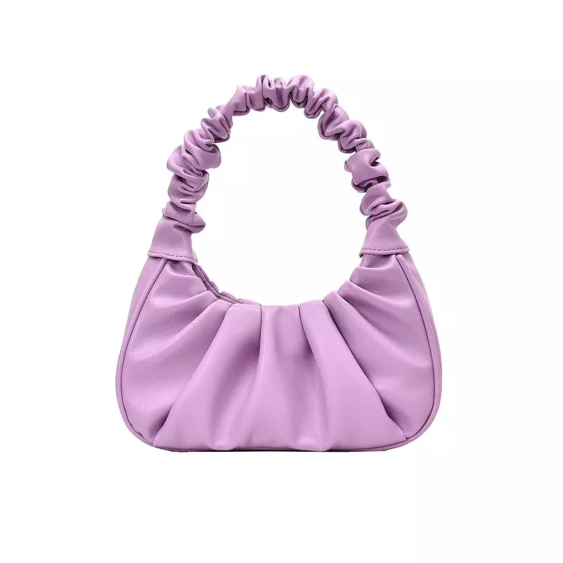 Women Hobo Pleated Tote Bag Candy Color Underarm Bag Small Handbag And Purses Shoulder Bag