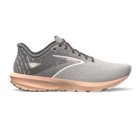 Women's Brooks Launch 10, Grey/Crystal Grey/Pale Peach, 9.5 B Medium