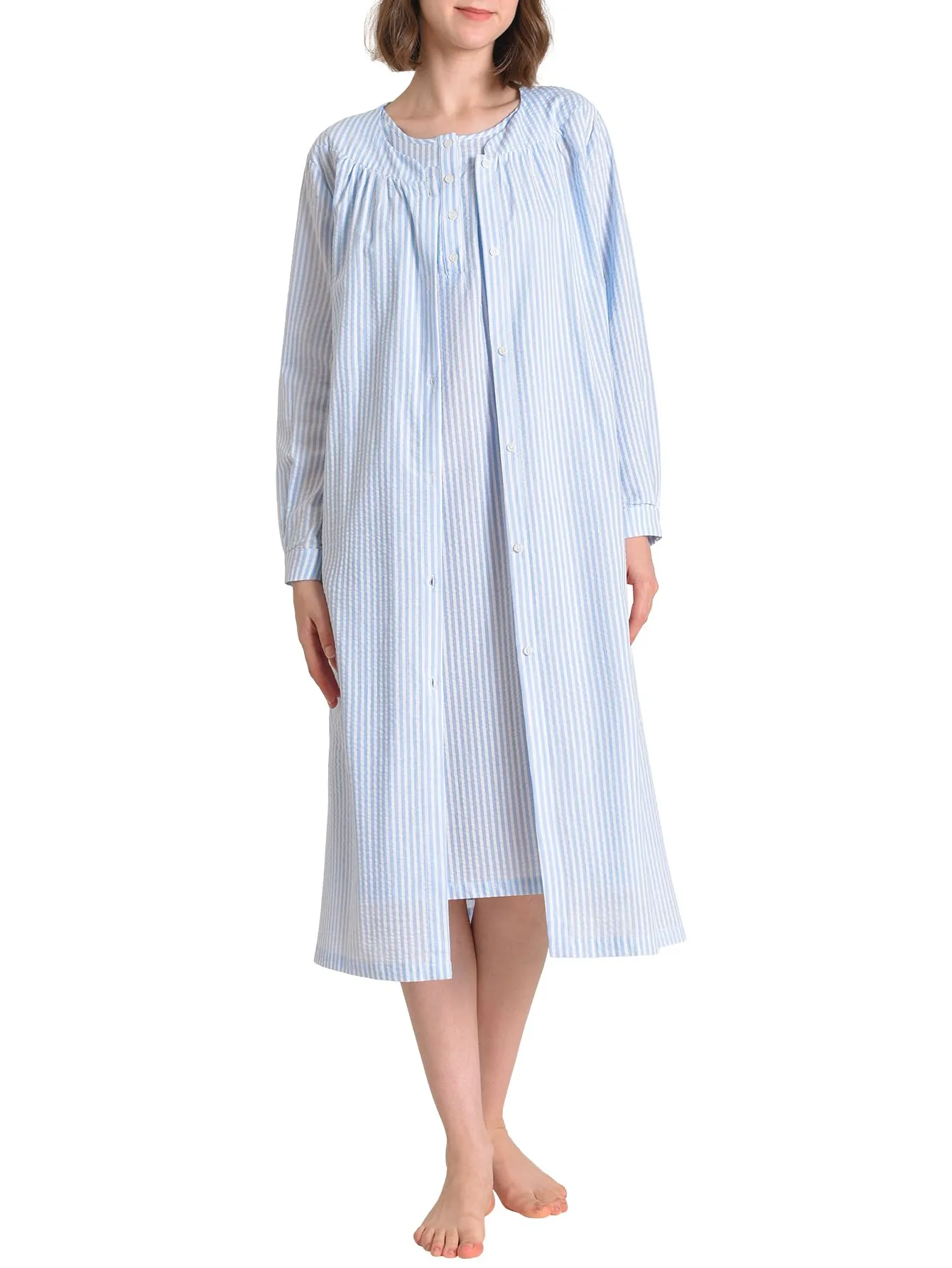 Women's Long Nightgown and Robe Set Soft Cotton