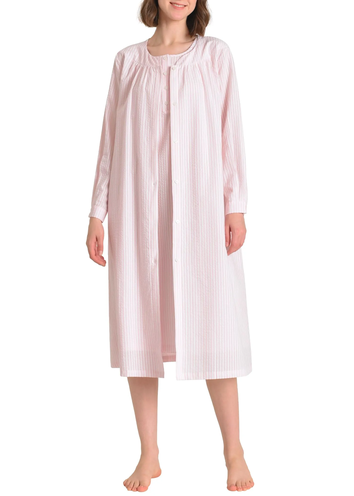 Women's Long Nightgown and Robe Set Soft Cotton