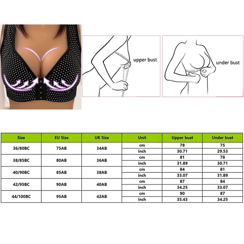 Women's Plus Size Push-Up Front Closure Seamless Wire Free Full Cup Bra