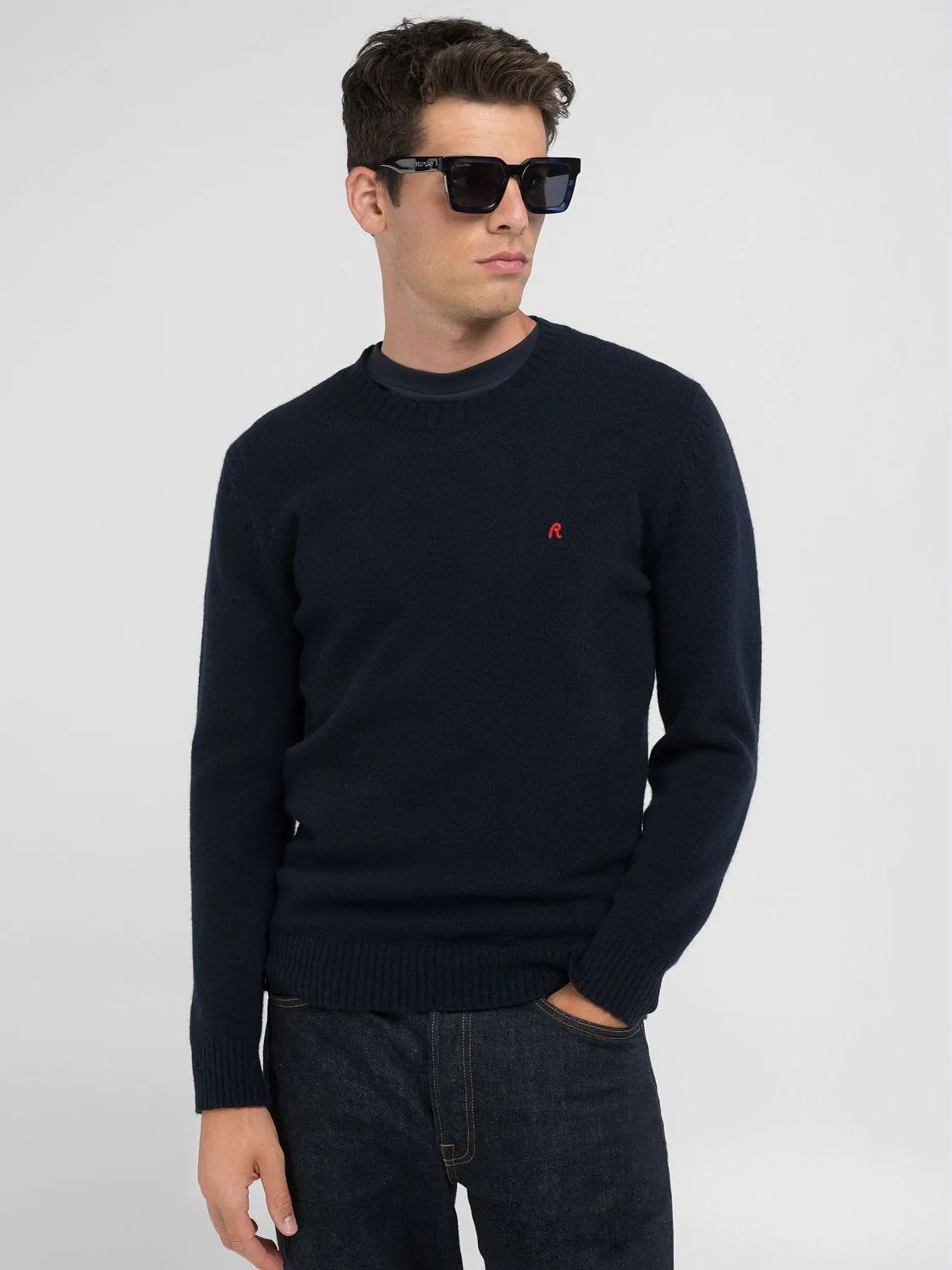 WOOL-BLEND CREW-NECK SWEATER