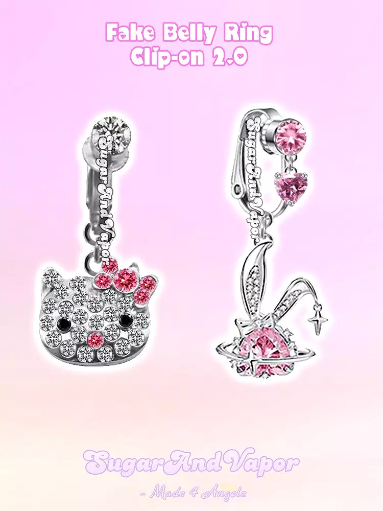 Y2K Bunny Kitten Clip-on 2.0 Fake Belly Ring