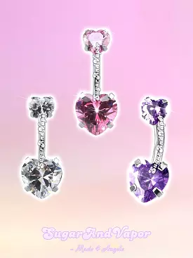 Y2K Faceted Heart Gem Belly Ring