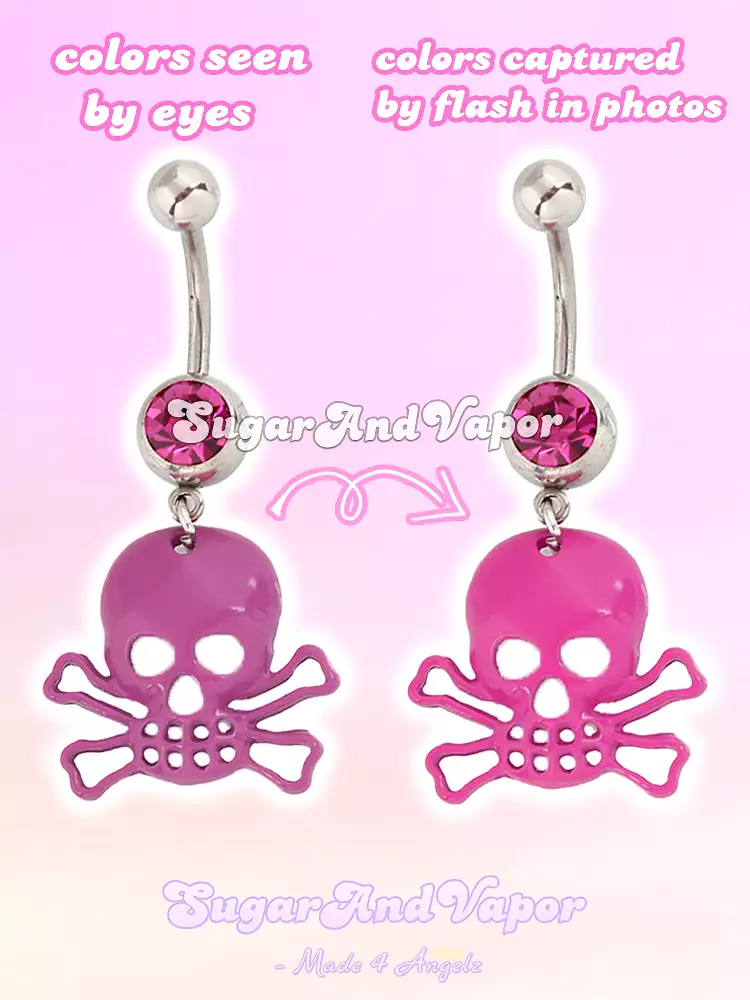 Y2K Hot Pink Skull Belly Ring