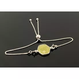 Yellow Sapphire Gemstone Bracelet, Sterling Silver Adjustable Bolo